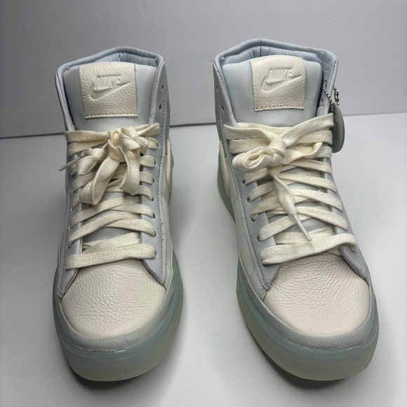Nike High-Top Sneakers in White and Light Gray - Picture 2 of 5